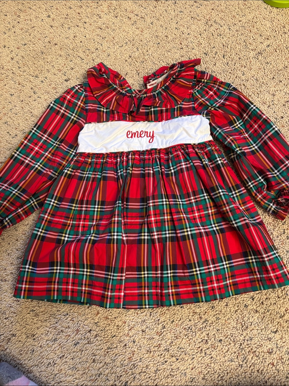 Emery Red Plaid Girls' Smocked Dress Top